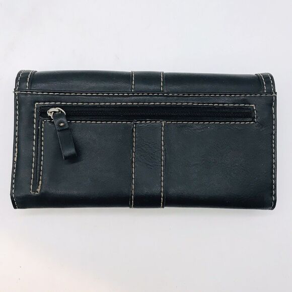 Liz & Co. Black Tri-Fold Wallet with Accent Stitching ID CC Cash Coin 7.5 x 4" - Picture 5 of 10